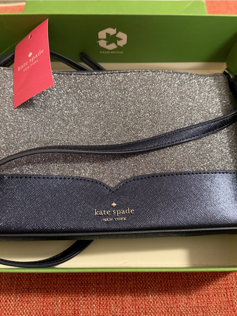 kate spade Silver Glitter and Navy Crossbody